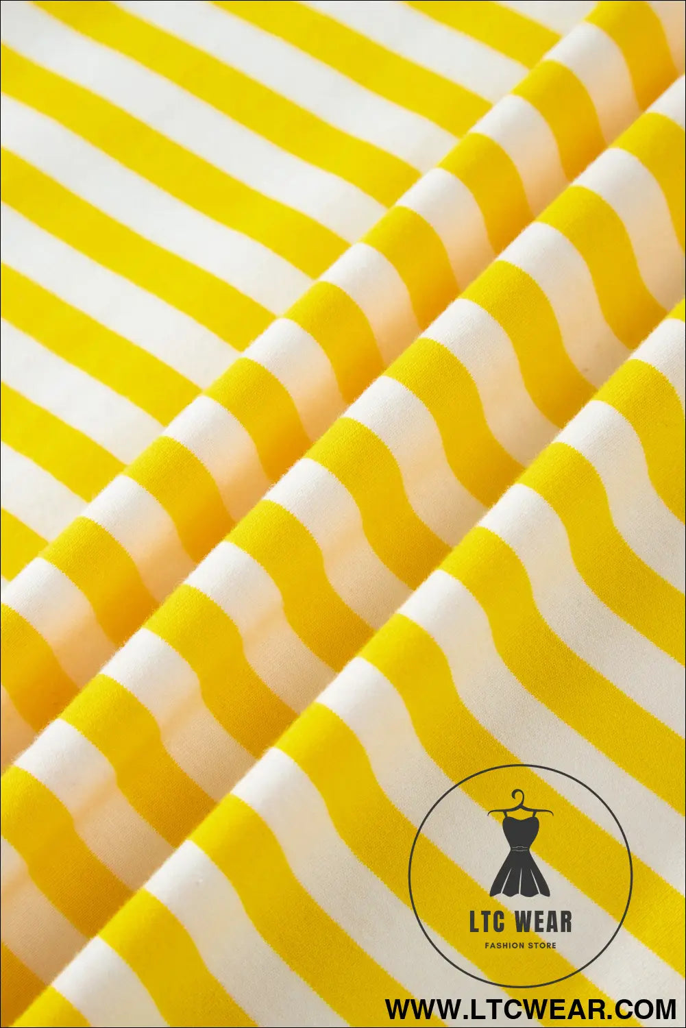 Yellow Stripe Contrast Neck Loose Tee and Drawstring Shorts Set - L.T.C Wear Online Fashion Store