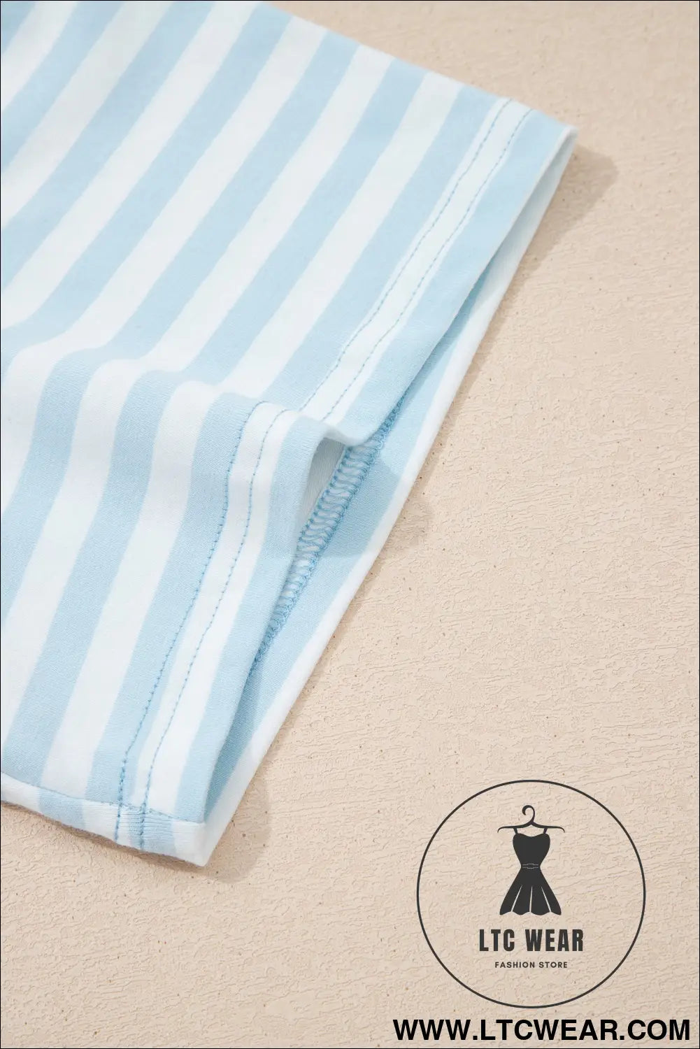 Yellow Stripe Contrast Neck Loose Tee and Drawstring Shorts Set - L.T.C Wear Online Fashion Store