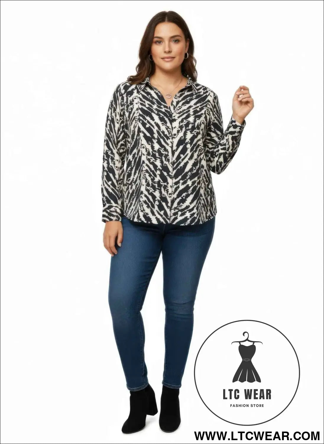 Zebra Print Button-up Shirt