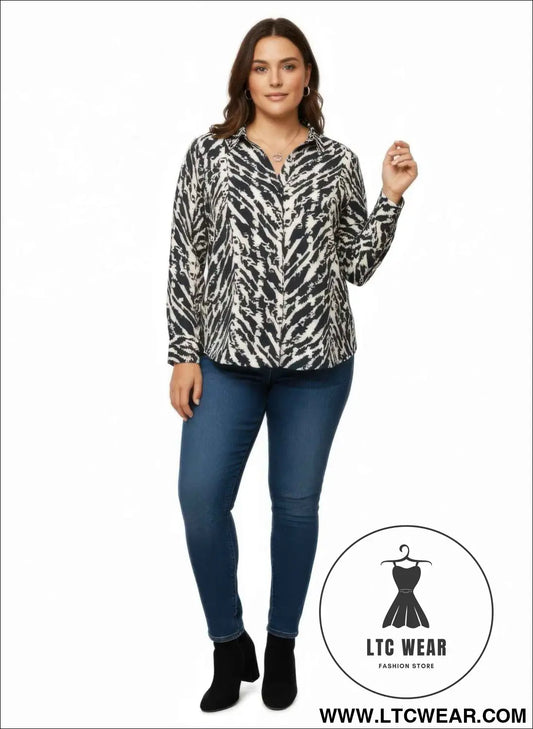 Zebra Print Button-up Shirt