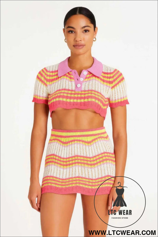Zig Zag Crochet Two Piece Set