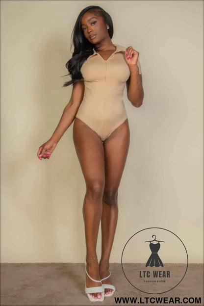 Zip Front Short Sleeve Bodysuit
