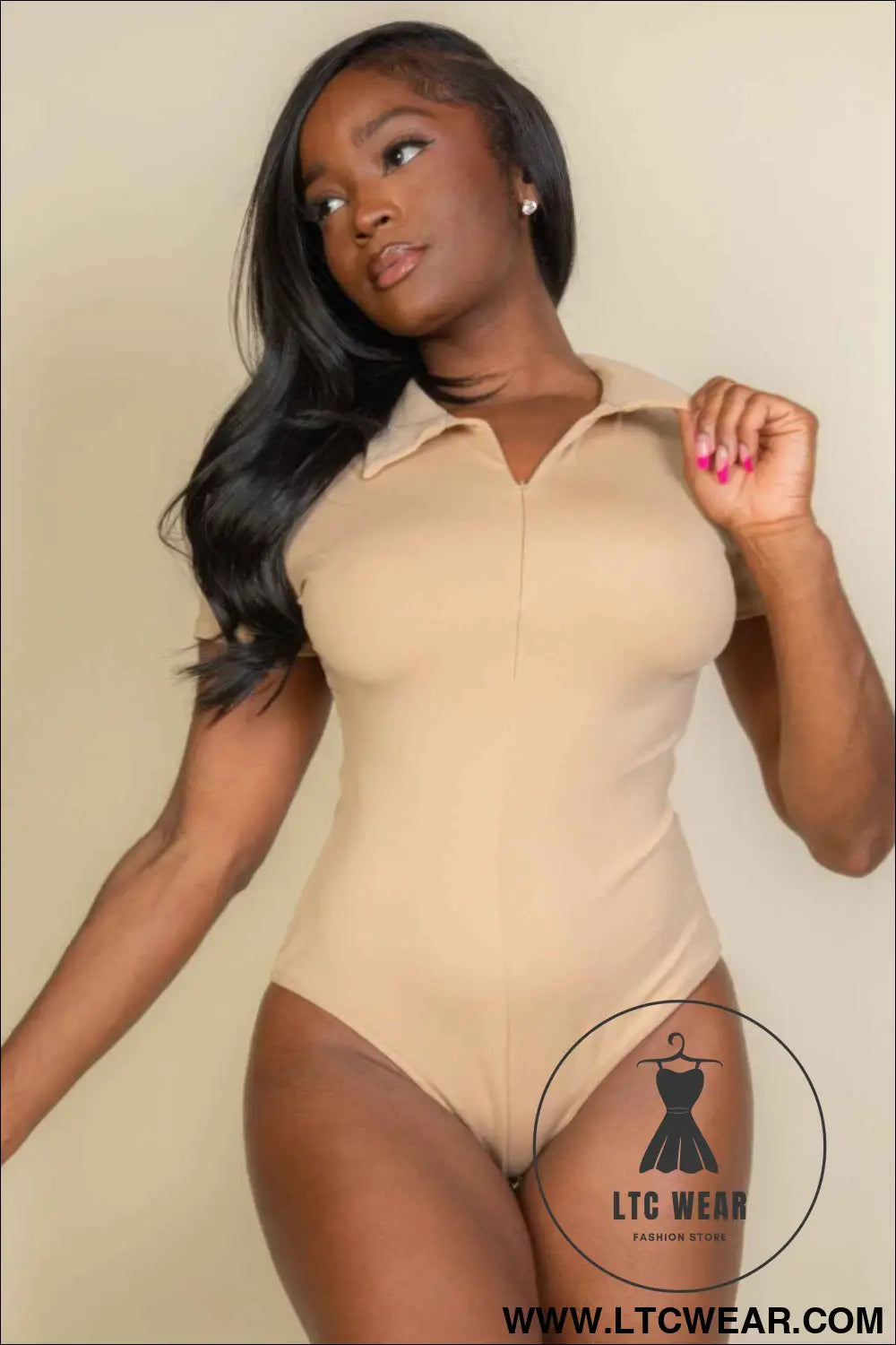 Zip Front Short Sleeve Bodysuit