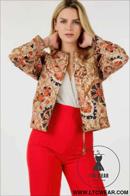 Zip Up Multi-print Jacket