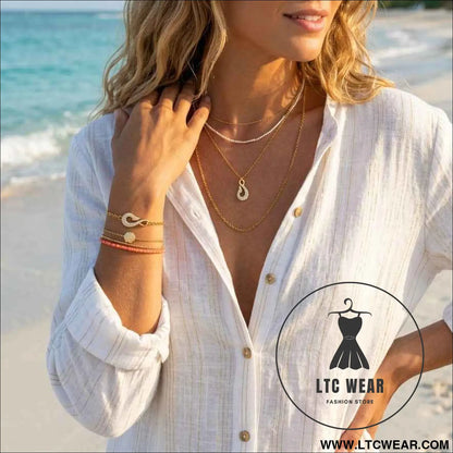 Zircon Fish Hook Necklace and Bracelet Set