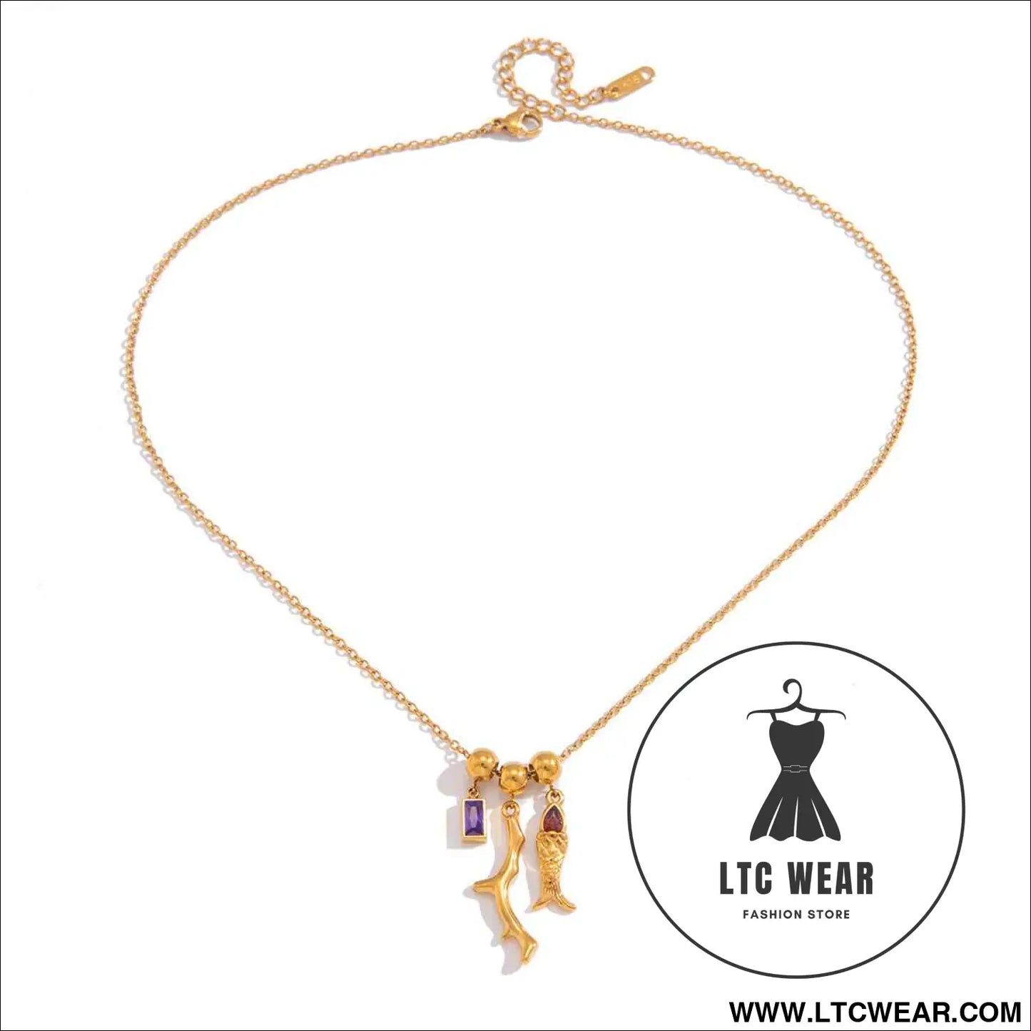 Zircon Fish Pendant Necklace