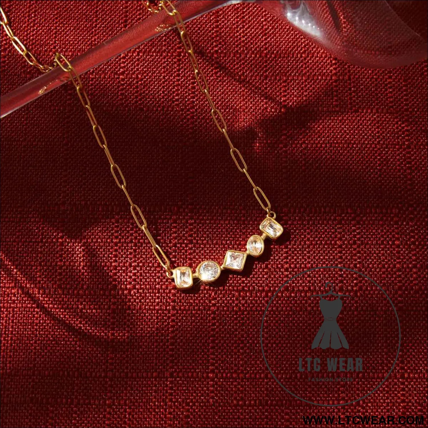 Zircon Necklace and Chain Tassel Earring Set