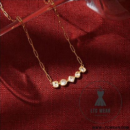 Zircon Necklace and Chain Tassel Earring Set