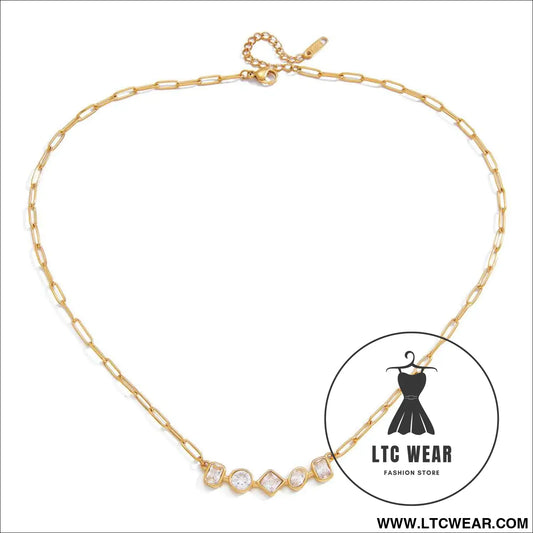 Zircon Necklace and Chain Tassel Earring Set