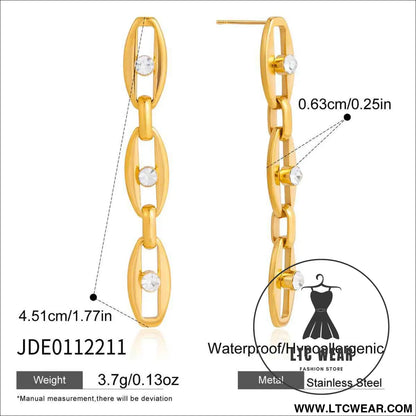 Zircon Necklace and Chain Tassel Earring Set