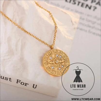 Zircon titanium steel timepiece shape necklace