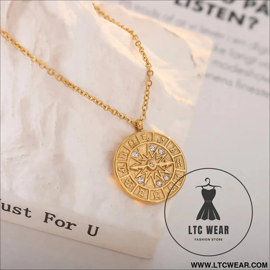 Zircon titanium steel timepiece shape necklace