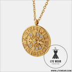 Zircon titanium steel timepiece shape necklace