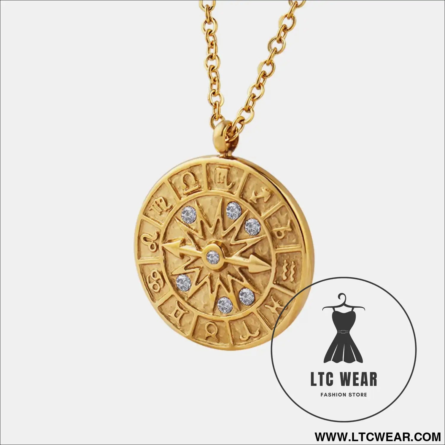 Zircon titanium steel timepiece shape necklace